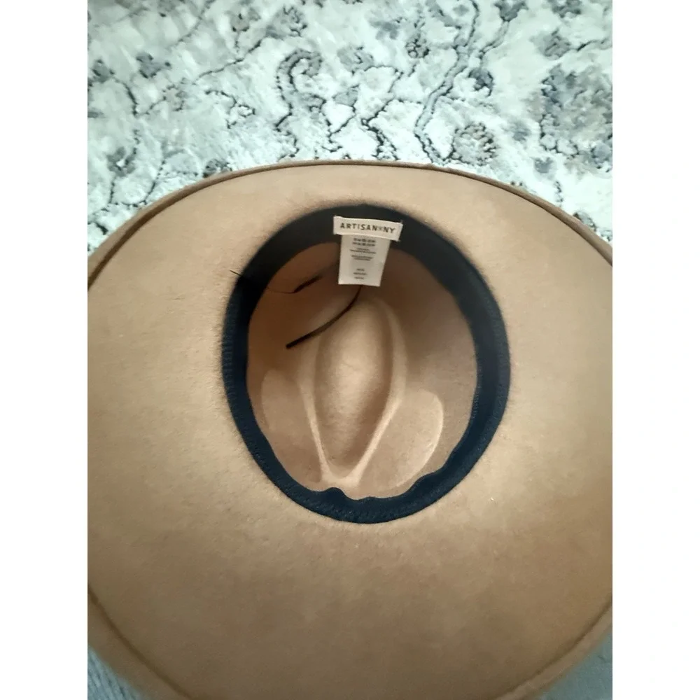 Artisanany 100 % wool Wide Brim Hat - Faux Leather Strap Buckle